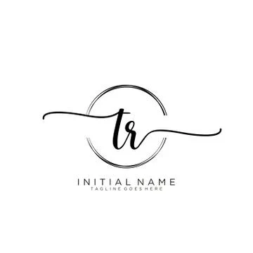 TR Initial handwriting logo with circle template vector Stock Illustration