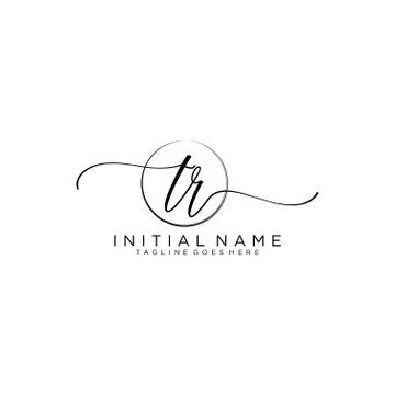 TR Initial handwriting logo with circle template vector Stock Illustration