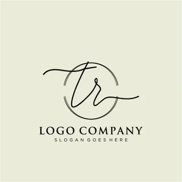 TR Initial handwriting logo design Stock Illustration