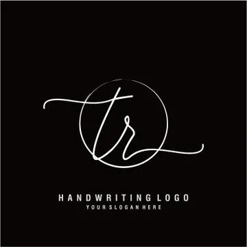 TR Initial handwriting logo design Stock Illustration