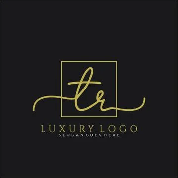 TR Initial handwriting logo design Stock Illustration