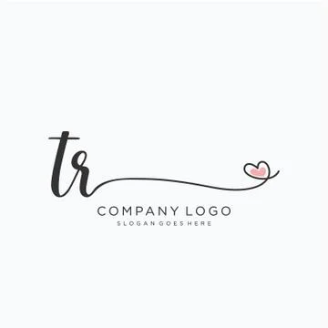 TR Initial handwriting logo design Stock Illustration