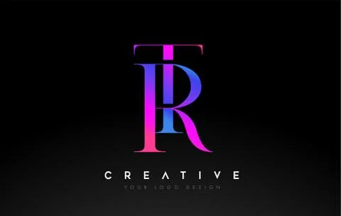 TR RT letter design logo logotype icon concept with serif font and classic el Stock Illustration
