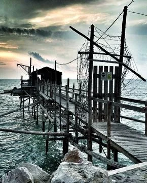 Trabucco at Sunset Stock Photos