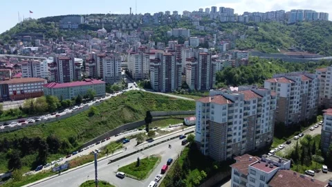 Trabzon city overhead view Stock Footage 252079356