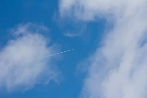 Trace of the aircraft in the sky Stock Photos