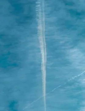 Trace of the aircraft in the sky 스톡 사진