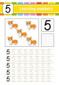Trace and write. Handwriting practice. Learning numbers for kids. Education d Illustrazione stock