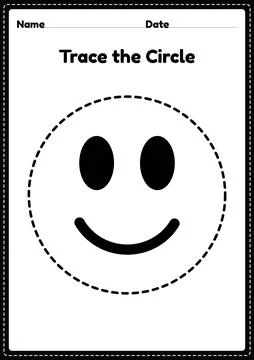 Trace the circle worksheet for kindergarten and preschoolers kids for education Stock Illustration