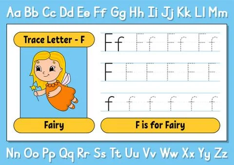 Trace letters. Writing practice. Tracing worksheet for kids. Learn alphabet. Stock Illustration
