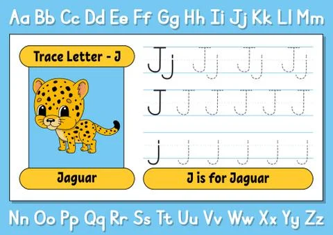Trace letters. Writing practice. Tracing worksheet for kids. Learn alphabet. Stock Illustration