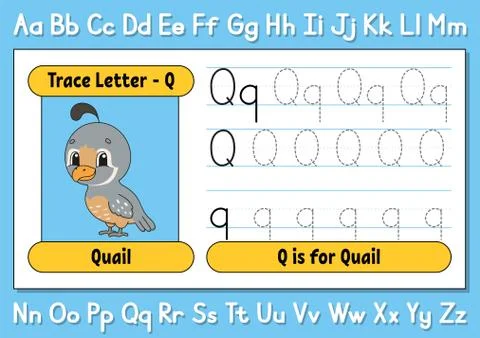 Trace letters. Writing practice. Tracing worksheet for kids. Learn alphabet.  Stock Illustration