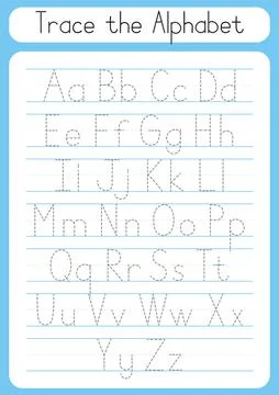 Trace letters. Writing practice. Tracing worksheet for kids. Learn alphabet.  Stock Illustration