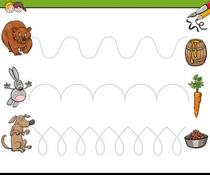 Trace lines writting skills workbook for kids Stock Illustration
