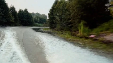 Trace of motor boat on the water Stock-Footage 76294378
