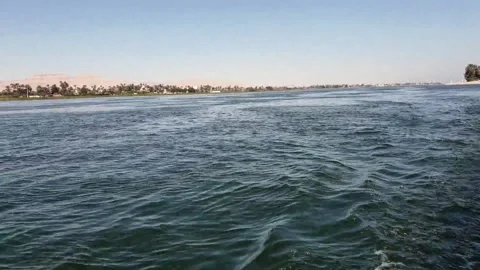 Trace On The Nile River Water Left By Motor Boat While Sailing, Luxor (2021) Vídeo Stock 150856789