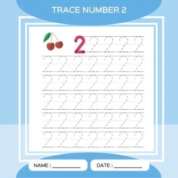 Trace number 2. Two. Children educational game. Kids learning material. Activity Stock Illustration