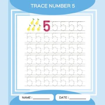 Trace number 5. Five. Children educational game. Kids learning material Stock Illustration