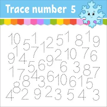 Trace number . Handwriting practice. Learning numbers for kids. Education dev Stock Illustration