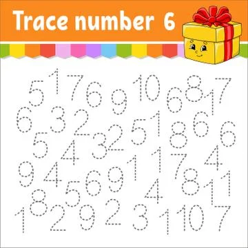Trace number . Handwriting practice. Learning numbers for kids. Education dev Stock Illustration