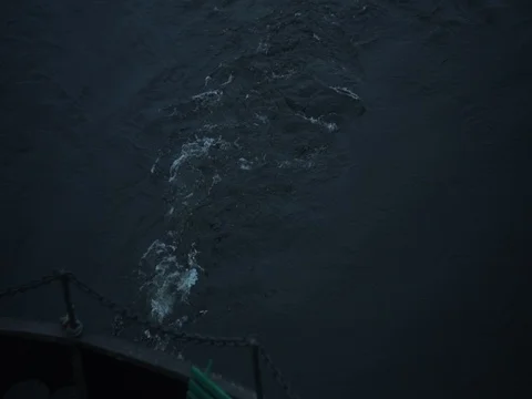 Trace of ship on the water, view from stern Stock Footage 71862378