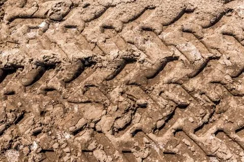 Trace of tire in the sand - Texture 스톡 사진