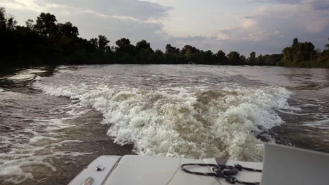 A trace on the water from a boat. Stock Footage 281860219