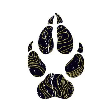 A trace from a wolf. Silhouette of foot. Stock Illustration