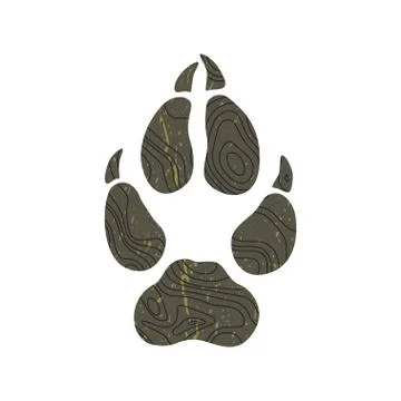 A trace from a wolf. Silhouette of foot. Stock Illustration