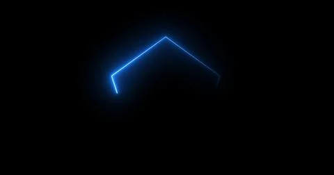 Traceable neon light moving on border of a pentagon. Glowing pentagon noen .. Stock Illustration