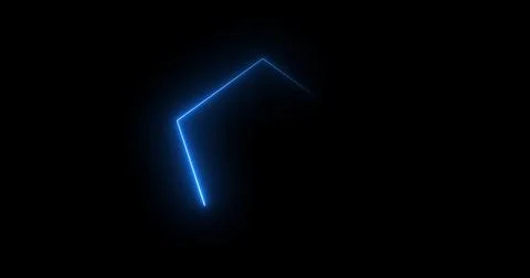 Traceable neon light moving on border of a pentagon. Glowing pentagon noen .. Stock Illustration