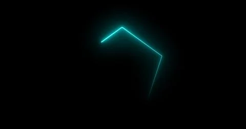 Traceable neon light moving on border of a pentagon. Glowing pentagon noen .. Stock Illustration