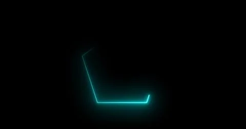 Traceable neon light moving on border of a pentagon. Glowing pentagon noen .. Stock Illustration