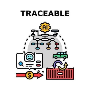Traceable supply chain data flow and ai analysis Stock Illustration