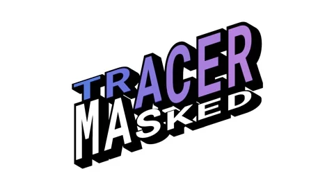TRACER vs MASKED, 3D Text Animation in Isometric View with Opposite Word Motion Stock Footage 314264132