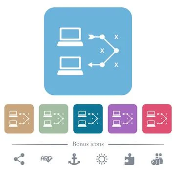 Traceroute remote computer flat icons on color rounded square backgrounds イラスト素材