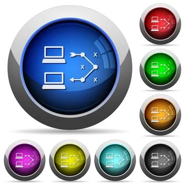 Traceroute remote computer round glossy buttons イラスト素材