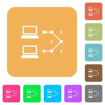 Traceroute remote computer rounded square flat icons イラスト素材