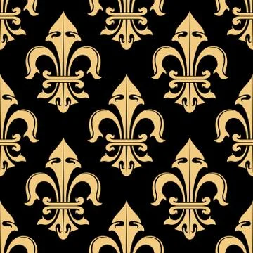 Tracery of fleur-de-lis elements seamless pattern Stockillustratie