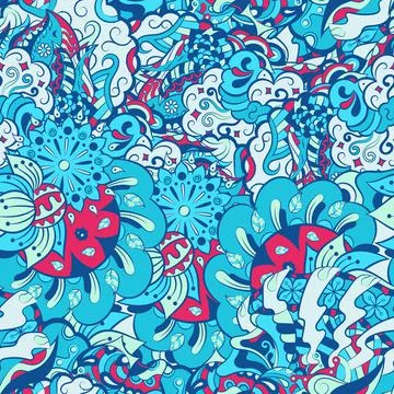 Tracery seamless pattern. Mehndi design. 6 colors. Ethnic colorful doodle 스톡 일러스트