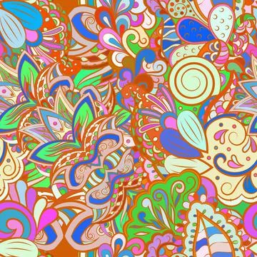 Tracery seamless pattern. Mehndi design. Ethnic doodle texture. Curved doodli Illustrazione stock
