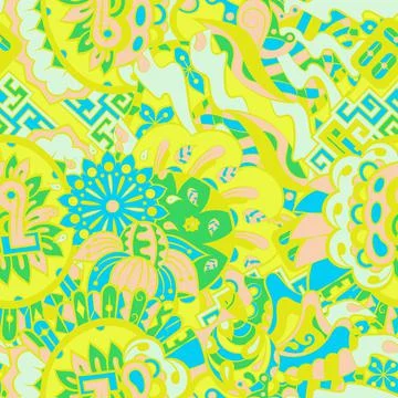 Tracery seamless pattern. Mehndi design. 6 colors. Ethnic doodle texture. Cur 스톡 일러스트
