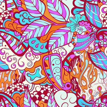Tracery seamless pattern. Mehndi design. Ethnic doodle texture. Curved doodli Illustrazione stock