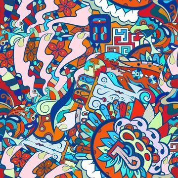Tracery seamless pattern. Mehndi design. Ethnic doodle texture. Curved doodli Stock-Illustration