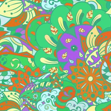 Tracery seamless pattern. Mehndi design. Ethnic doodle texture. Curved doodli Illustrazione stock