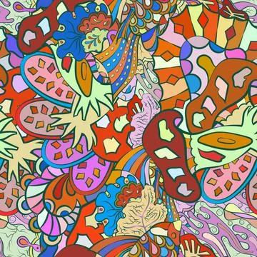 Tracery seamless pattern. Mehndi design. Ethnic doodle texture. Curved doodli Stock Illustration