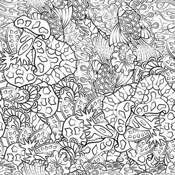 Tracery seamless pattern. Mehndi design. Binary monochrome black and white. E Stock Illustration