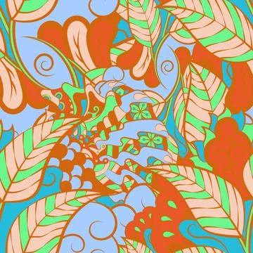 Tracery seamless pattern. Mehndi design. 6 colors. Ethnic doodle texture. Cur Stock Illustration