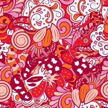 Tracery seamless pattern. Mehndi design. 6 colors. Ethnic doodle texture. Cur Illustrazione stock