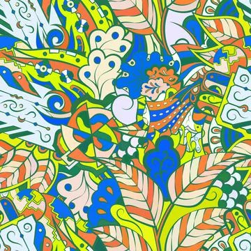Tracery seamless pattern. Mehndi design. Ethnic doodle texture. Curved doodli Stockillustratie